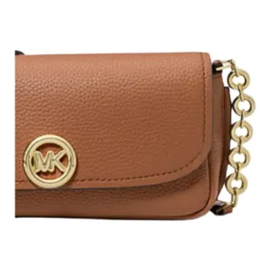 MICHAEL KORS Nolita Leather Shoulder Bag, маленькая коричневая женская сумка через плечо