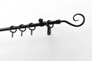 Карниз для штор GARESA "Clara", 1 направляющая, желаемая длина, комплект для штор, с кольцами и крючками, выдвижной, имитация нержавеющей стали 100 см, Ø16мм, черный