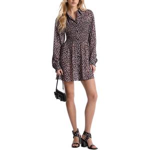 Цветочный принт жоржет смоук рубашка-платье MICHAEL KORS, темно-розовый