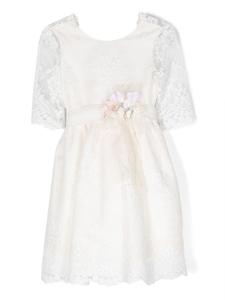Mimilù платье из тюля с цветочной аппликацией, белый