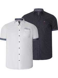 Jan Vanderstorm Рубашка на пуговицах 'Henoch' комфортного кроя в темно-синем и белом цветах