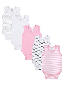 TupTam Комплект из 5 боди для девочек, розово-белый