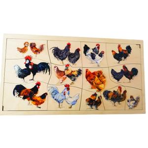 Виды кур, деревянный пазл, виды кур с подписями. Inna marka