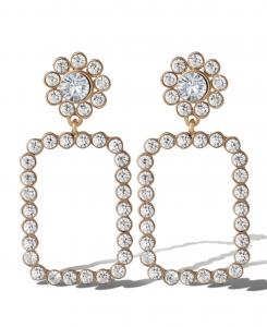 Серьги-подвески прямоугольной формы с золотистым покрытием, инкрустированные драгоценными камнями Jessica Simpson, Gold