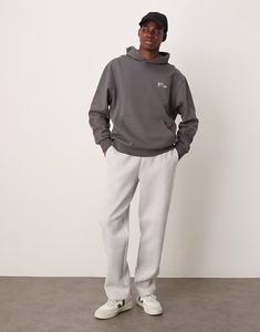 Спортивные брюки ASOS DESIGN из плотной ткани с прямыми штанинами и защипами серого меланжевого цвета