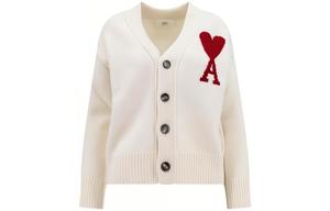 Ами Париж Ами Де Кёр Лого Детализированный Кардиган с Глубоким V-вырезом AMIPARIS, Бежевый