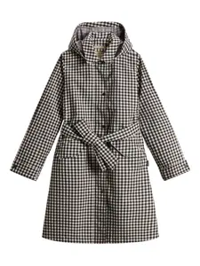 Непромокаемый тренч в клетку гингем WOOLRICH, черный