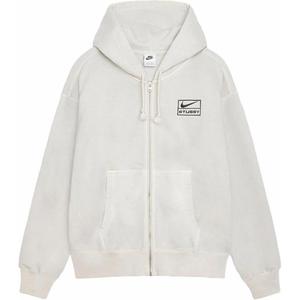 Stussy X Pigment Dyed Fleece Hoodie Zip Hoodie Asia Sizing Nike, белый