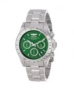 Мужские кварцевые часы-хронограф Speedway 14384 с зеленым циферблатом Invicta, silver