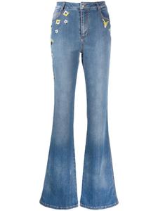 Ermanno Scervino расклешенные джинсы с вышивкой, синий