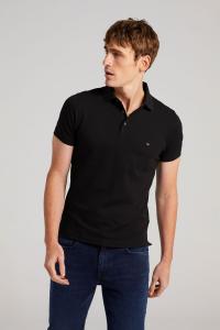 Синяя рубашка-поло 1985 года приталенного кроя Tommy Hilfiger, черный