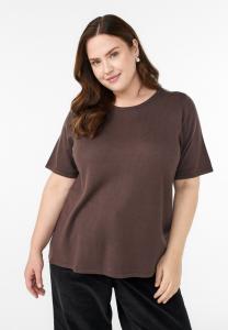 Футболка Zizzi KURZÄRMELIGE , Seal Brown/Brown