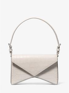 Сумка Manhatta среднего размера из кожи с тиснением под крокодила Michael Kors, белый