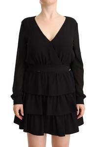 Элегантное черное мини-платье А-силуэта с длинными рукавами LIU JO