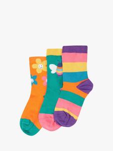 Детские носки из хлопковой смеси Little Frugi, Pack of 3, Fun Flowers Multi