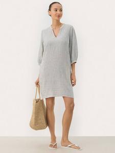 RosalinaPW мини-платье с рукавом 3/4 в полоску из льняной смеси Part Two, Green/Multi