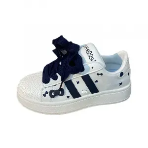 JETRAM Женские устойчивые к истиранию низкие скейтбордские кроссовки White Blue, цвет White Blue