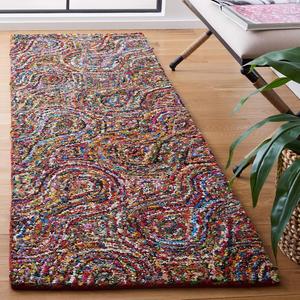 Ковер-дорожка SAFAVIEH, 69 x 244 см, коллекции Nantucket, Multi, ручной работы бохо абстрактный узор, хлопок, идеально для помещений с высокой проходимостью в гостиной, спальне (NAN437A)