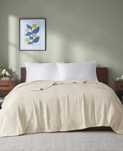 Хлопковые одеяла из свежеспанового плетения Madison Park, синий