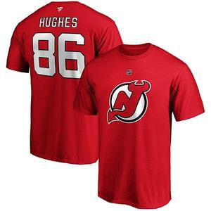 Футболка New Jersey Devils с именем и номером Jack Hughes, красная, размера Big & Tall Unbranded