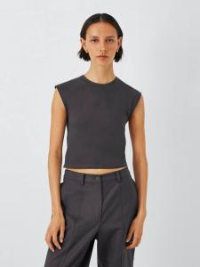 Кроп-топ с длинными рукавами John Lewis ANYDAY, Charcoal
