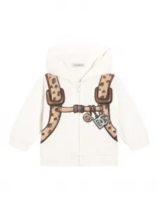 Худи на молнии с принтом Dolce & Gabbana Kids, белый