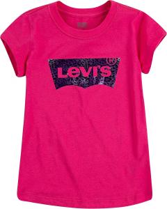 Футболка Levi's Girls с декоративным принтом «летучая мышь», Dark Pink/Leopa