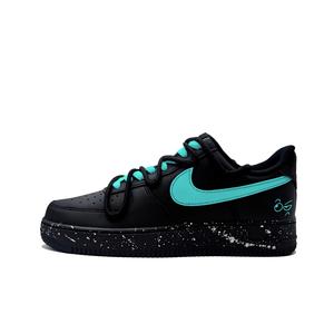 Nike Кроссовки для скейтбординга Air Force 1 Unisex низкие черные с голубым