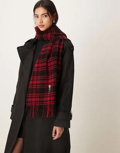 Зимний шарф Polo Ralph Lauren с рисунком медведя в красном цвете