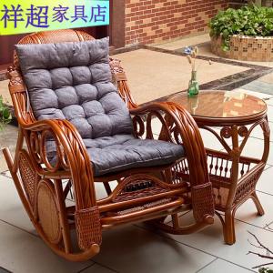 Vinoya Кресло-качалка из ротанга для взрослых и пожилых, модель upgraded crown double pillow, цвет honey, с подушкой и столиком