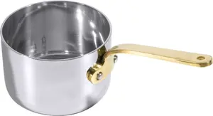 Кастрюля, горшок для сервировки, нержавеющая сталь с латунной ручкой, доступны различные диаметры: вариант 6,5 см: 6,5 см Contacto