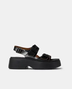 Женские кожаные босоножки Tasha на платформе Camper, чёрный