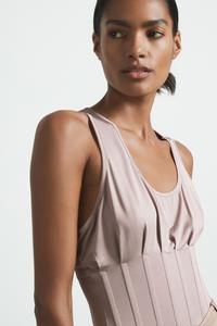 Футболка без рукавов Atelier с декоративным корсетом Reiss, мультиколор