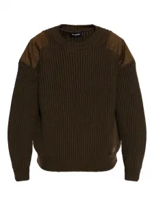 Рифленый джемпер с плечевыми нашивками DSQUARED2, коричневый