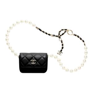 Женский черный поясная сумка из овчины CHANEL