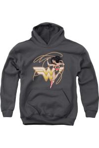 Молодежная толстовка с капюшоном Justice League of America и светящейся лассо Gildan, Charcoal