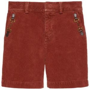 Детские вельветовые шорты Gucci с пряжкой в виде конской уздечки, красные