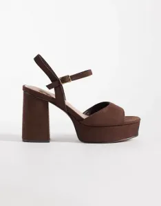 Коричневые замшевые босоножки на платформе и платформе New Look