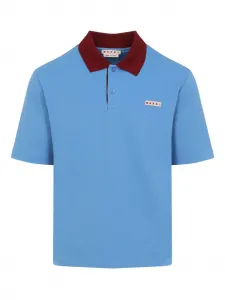 Рубашка поло с контрастным воротником Marni, синий