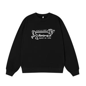 Свитшот с круглым вырезом Unisex HUANQIU, черный (fleece-lined)