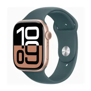 Умные часы Apple Watch Series 10 (GPS), 46 мм, Rose Gold Aluminum Case/Lake Green Sport Band - S/M