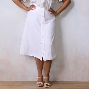 Юбка миди больших размеров с пуговицами спереди Lc Lauren Conrad, цвет stone white