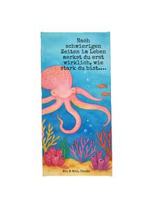 Mr. & Mrs. Panda Банное полотенце с изображением осьминога и надписью пастельно-желтого цвета