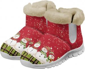Женские зимние сапоги на снег, рождественские с меховой подкладкой, короткие ботинки с теплой меховой внутри, удобные и нескользящие, размер US6-12 Qoiuvncy, Christmas Snowman