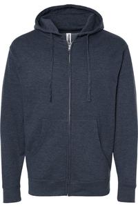Independent Trading Co. Толстовка средней плотности с капюшоном и застежкой-молнией, цвет classic navy heather
