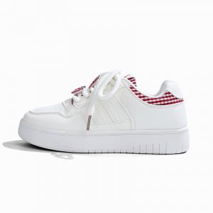 RENBEN Скользостойкие, износостойкие, легкие низкие женские скейтерские кроссовки White Red, цвет White Red
