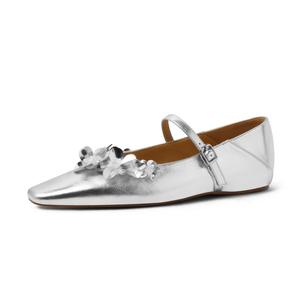 CAMEIDO Серебряные балетки Мэри Джейн, цвет Silver