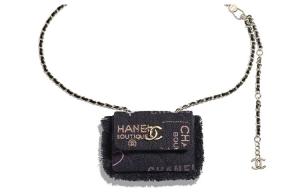 22P Джинсовый поясной мешок Женский Черный CHANEL
