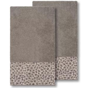 Linum Home Textiles Турецкие хлопковые пятна, набор из 2 украшенных банных полотенец, темно-серый