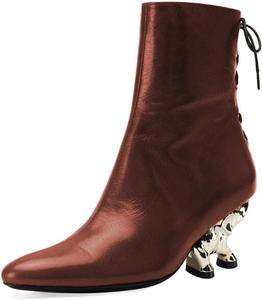 Женские ботильоны FSJ Chic с элегантным каблуком в виде слона, 2,6 дюйма, закрытый носок, боковая молния, шнуровка на спине, короткие ботильоны, удобные для ходьбы, платье, размеры US 4-16, Brown